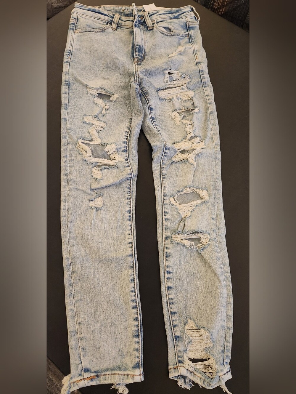 Girl's American Eagle Outfitters Light Wash Distressed Skinny Jeans